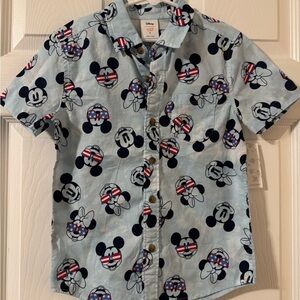 Disney Kids' Light Blue Mickey Mouse Button-Up Shirt